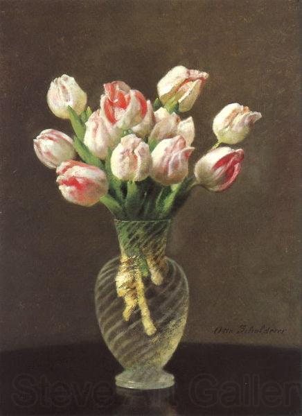 Otto Scholderer Tulpen in hohem Glas France oil painting art